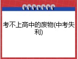 考不上高中的废物(中考失利)