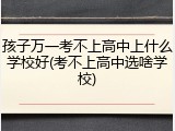 孩子万一考不上高中上什么学校好(考不上高中选啥学校)