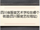 四川省服装艺术学校在哪个街道(四川服装艺校地址)