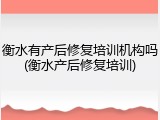 衡水有产后修复培训机构吗(衡水产后修复培训)