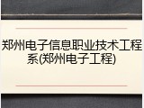 郑州电子信息职业技术工程系(郑州电子工程)