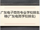 广东电子商务专业学校排名榜(广东电商学校排名)