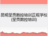 昆明呈贡数控培训正规学校(呈贡数控培训)