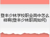 登丰少林学校职业高中怎么样啊(登丰少林职高如何)