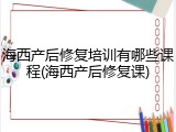 海西产后修复培训有哪些课程(海西产后修复课)