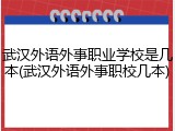 武汉外语外事职业学校是几本(武汉外语外事职校几本)