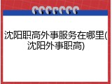 沈阳职高外事服务在哪里(沈阳外事职高)