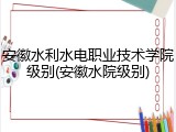 安徽水利水电职业技术学院级别(安徽水院级别)