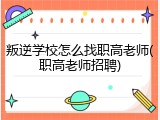叛逆学校怎么找职高老师(职高老师招聘)