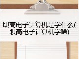 职高电子计算机是学什么(职高电子计算机学啥)