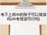 考不上高中的孩子可以复读吗(中考复读可行吗)