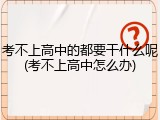 考不上高中的都要干什么呢(考不上高中怎么办)