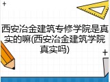 西安冶金建筑专修学院是真实的嘛(西安冶金建筑学院真实吗)