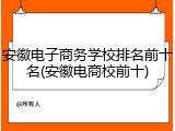 安徽电子商务学校排名前十名(安徽电商校前十)