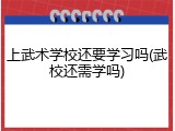 上武术学校还要学习吗(武校还需学吗)