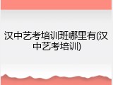 汉中艺考培训班哪里有(汉中艺考培训)
