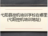 弋阳县挖机培训学校在哪里(弋阳挖机培训地址)