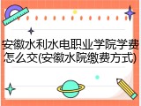 安徽水利水电职业学院学费怎么交(安徽水院缴费方式)