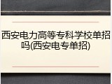 西安电力高等专科学校单招吗(西安电专单招)