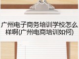 广州电子商务培训学校怎么样啊(广州电商培训如何)