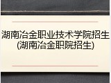 湖南冶金职业技术学院招生(湖南冶金职院招生)