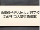 西藏孩子进入恒大足球学校怎么样(恒大足校西藏生)