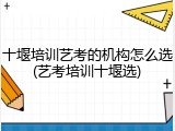 十堰培训艺考的机构怎么选(艺考培训十堰选)