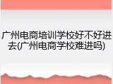 广州电商培训学校好不好进去(广州电商学校难进吗)