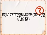 东辽县学挖机价格(东辽挖机价格)