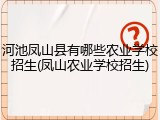 河池凤山县有哪些农业学校招生(凤山农业学校招生)
