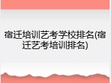 宿迁培训艺考学校排名(宿迁艺考培训排名)