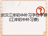 武汉江岸初中补习学校学费(江岸初中补习费)