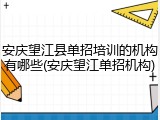 安庆望江县单招培训的机构有哪些(安庆望江单招机构)