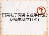 职高电子商务专业学什么(职高电商学什么)