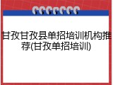 甘孜甘孜县单招培训机构推荐(甘孜单招培训)
