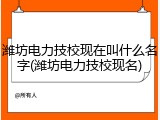 潍坊电力技校现在叫什么名字(潍坊电力技校现名)