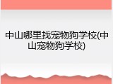 中山哪里找宠物狗学校(中山宠物狗学校)