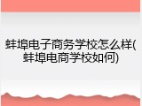 蚌埠电子商务学校怎么样(蚌埠电商学校如何)