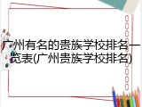广州有名的贵族学校排名一览表(广州贵族学校排名)