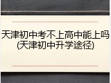 天津初中考不上高中能上吗(天津初中升学途径)