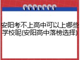 安阳考不上高中可以上哪些学校呢(安阳高中落榜选择)