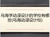 乌海学动浸设计的学校有哪些(乌海动浸设计校)