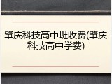 肇庆科技高中班收费(肇庆科技高中学费)