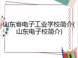 山东省电子工业学校简介(山东电子校简介)
