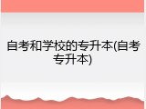 自考和学校的专升本(自考专升本)