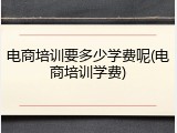 电商培训要多少学费呢(电商培训学费)