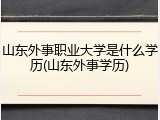 山东外事职业大学是什么学历(山东外事学历)