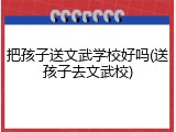 把孩子送文武学校好吗(送孩子去文武校)