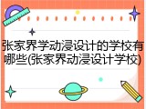 张家界学动浸设计的学校有哪些(张家界动浸设计学校)