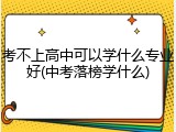 考不上高中可以学什么专业好(中考落榜学什么)